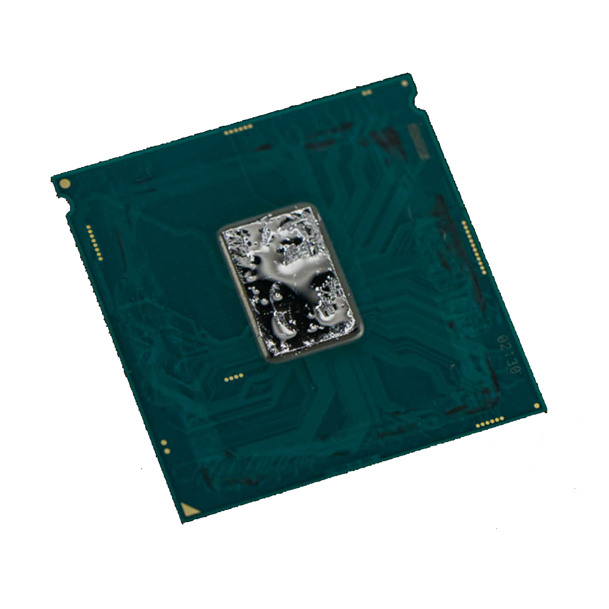 i7-7700K mit Flüssigmetall bestrichen - So sollte das aussehen (Bild: TechPowerUp)