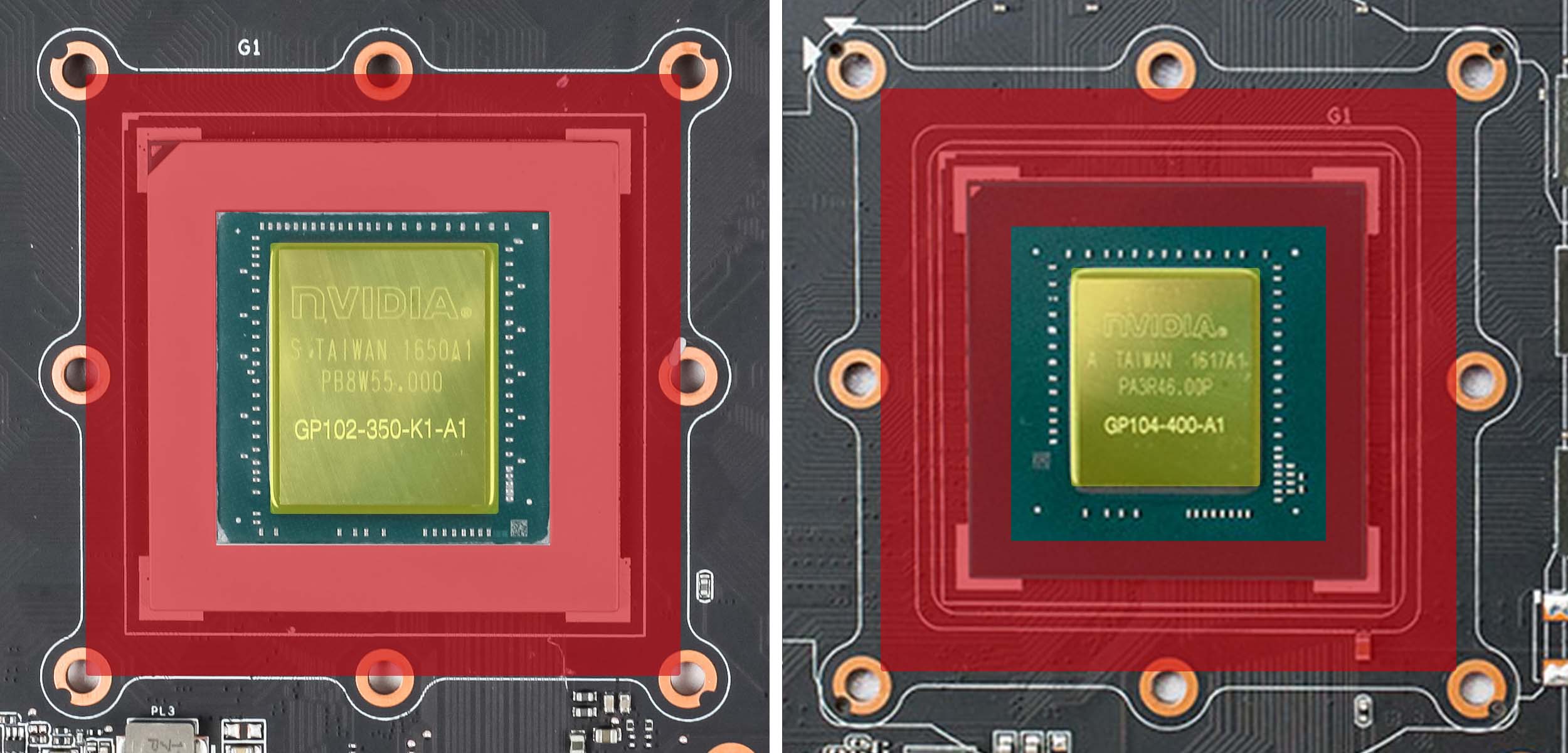 Arbeitsbereiche, markiert in Rot und Gelb.