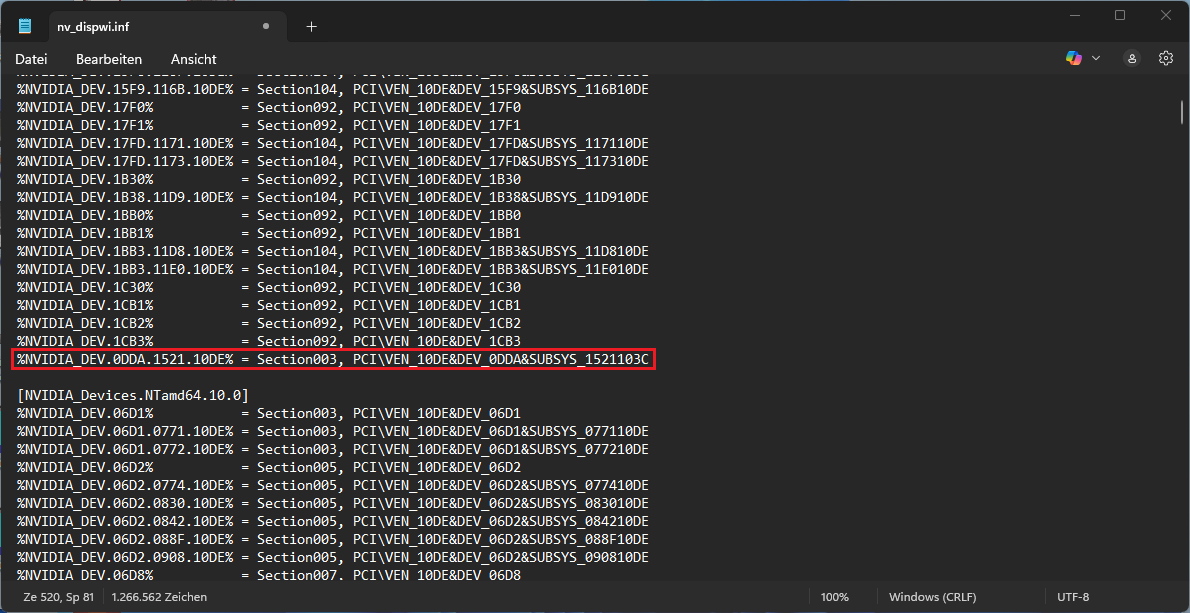 %NVIDIA_DEV.0DDA.1521.10DE% = Section003, PCI\VEN_10DE&DEV_0DDA&SUBSYS_1521103C