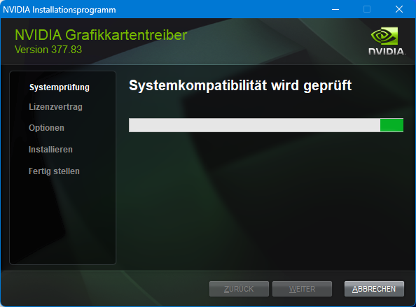 Die Kompatibilität wird geprüft.
