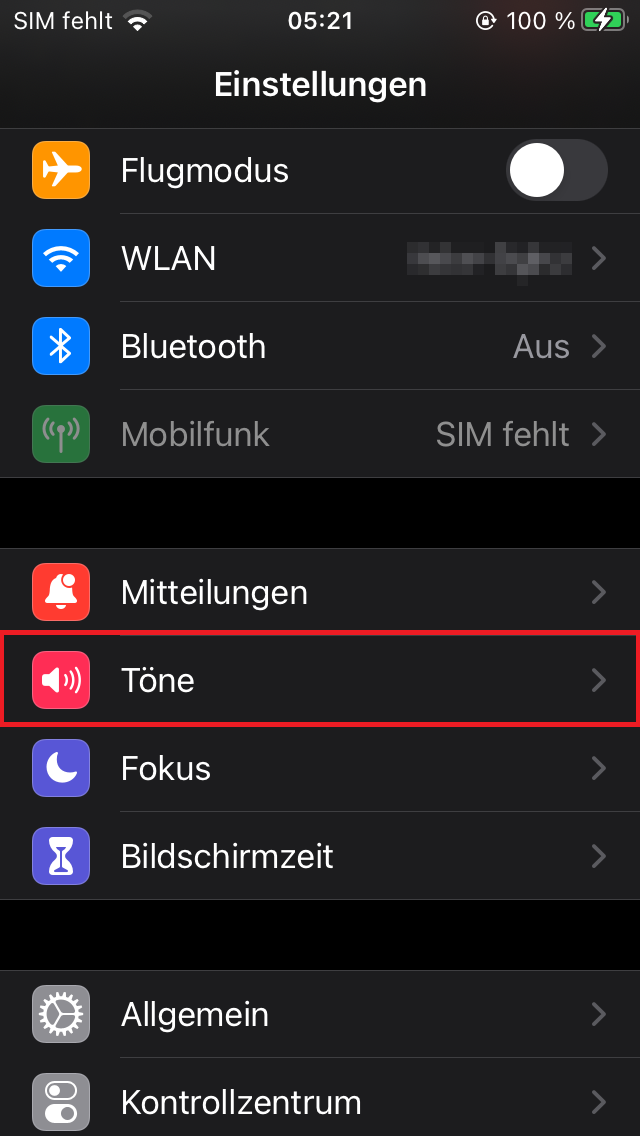 Einstellungen -> Töne