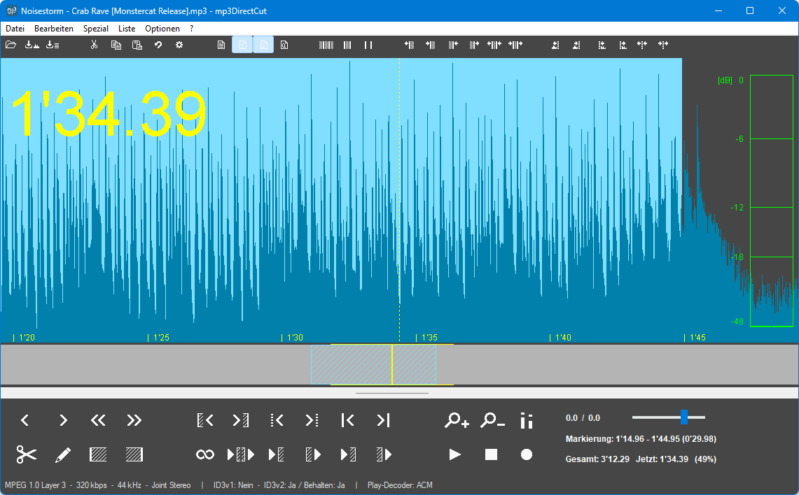 Bereich markiert, knapp unter 30 Sekunden