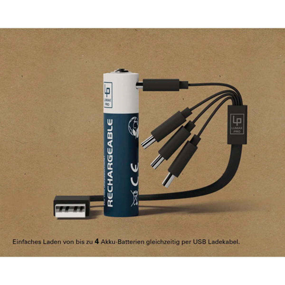 Mit eingestecktem vierfach-Ladekabel