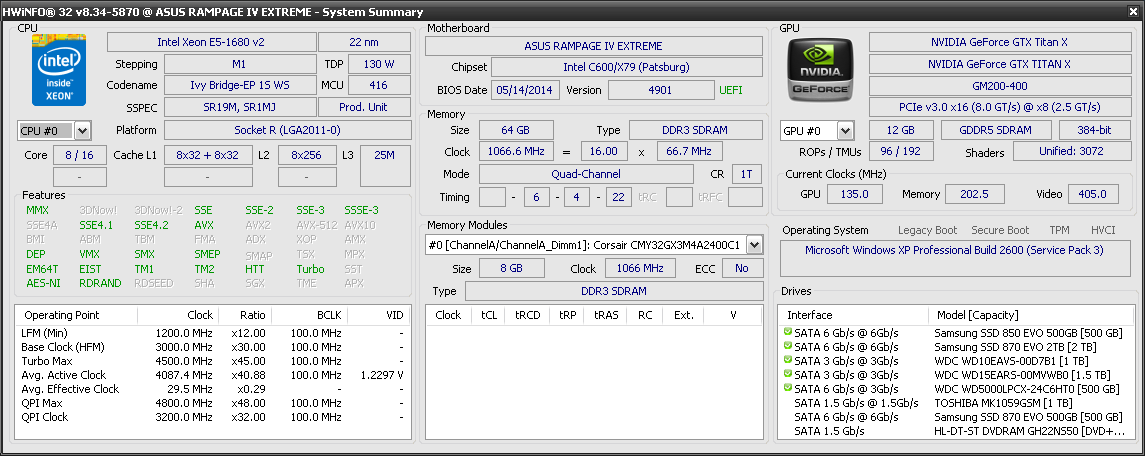 HWiNFO32 unter Windows XP Professional SP3