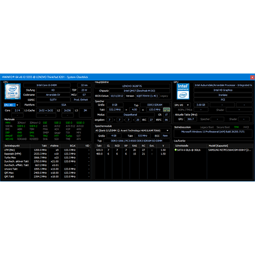 Setup: Lenovo ThinkPad X201