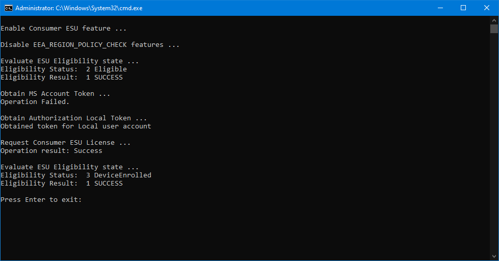 Das Skript wurde erfolgreich abgeschlossen