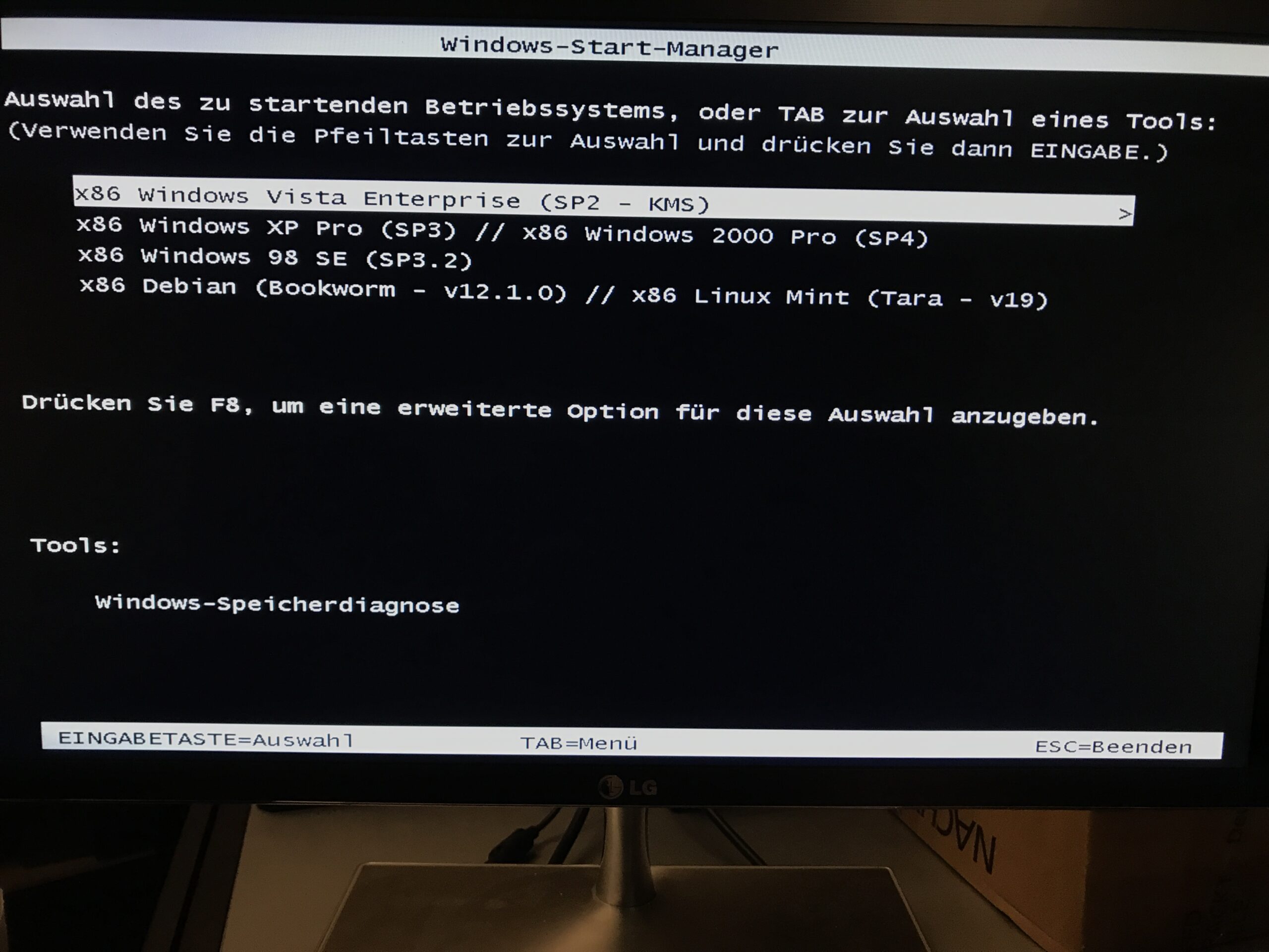 Der gut gefüllte Bootloader von Windows Vista
