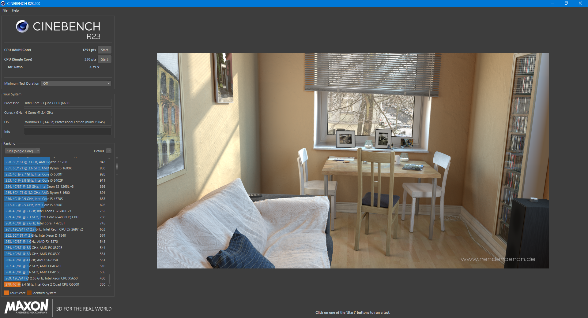 Cinebench R23 - Single mit originalen Taktraten