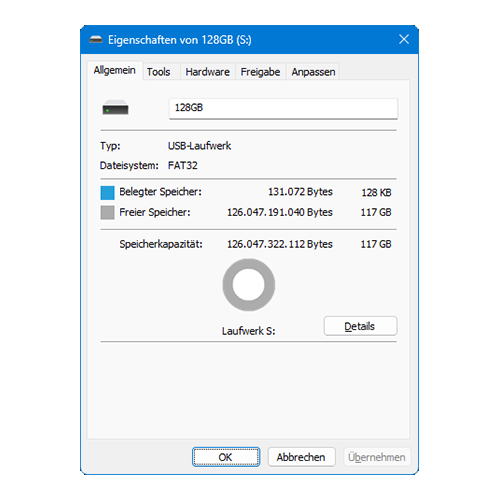 Datenträger mit über 32 GB Kapazität unter Windows als FAT32 formatieren
