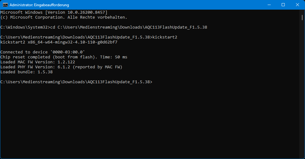 Version 1.5.38 wurde erfolgreich geflashed