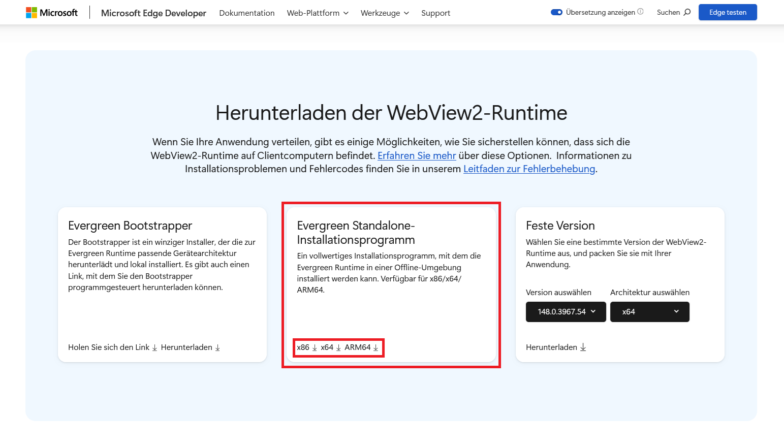 Download bei Microsoft